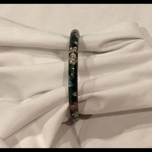 Black w floral Vintage cloisonné bangle bracelet